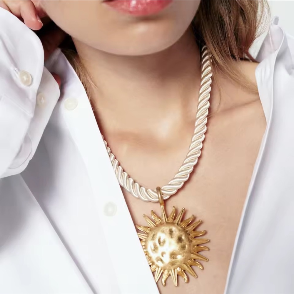 Zara Sun Cord Gold Necklace + Earrings Set